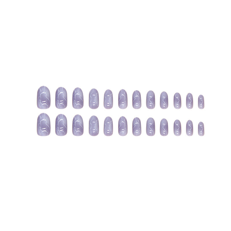 Ripple Handmade press on Nails / 24Pcs Oval Nails