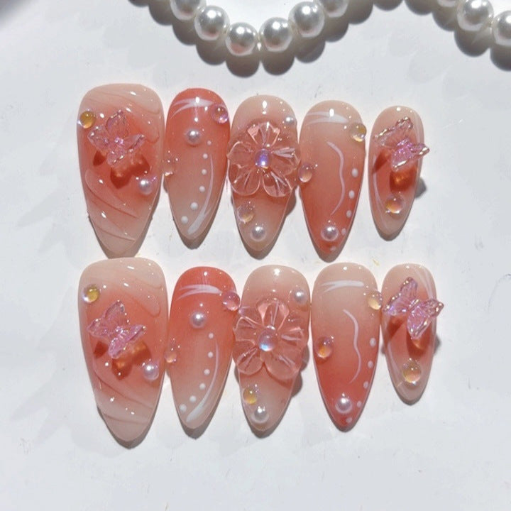Gradient Butterfly Cat Eye（Handmade press on nails）/10Pcs Almond Nails