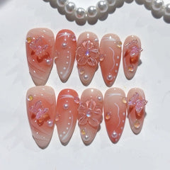 Gradient Butterfly Cat Eye（Handmade press on nails）/10Pcs Almond Nails