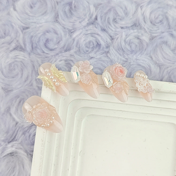 Butterfly Camellia（Handmade press on nails）/10Pcs Almond Nails