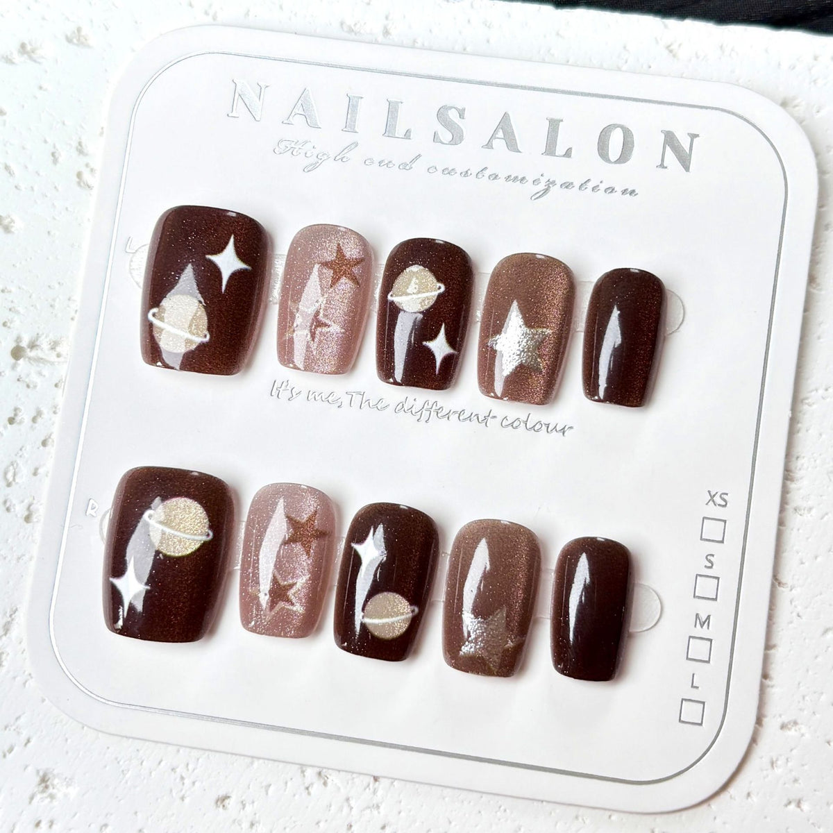 Planet Gilt Cat Eye on Nails 10Pcs Short Square Nails