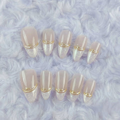 Mica French（Handmade press on nails）/10Pcs Almond Nails