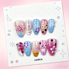 Island Dopamine Press on Nails 10Pcs Medium Almond Nails