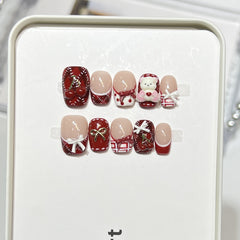 Cute Cherry（Handmade press on nails）/10Pcs Square Nails