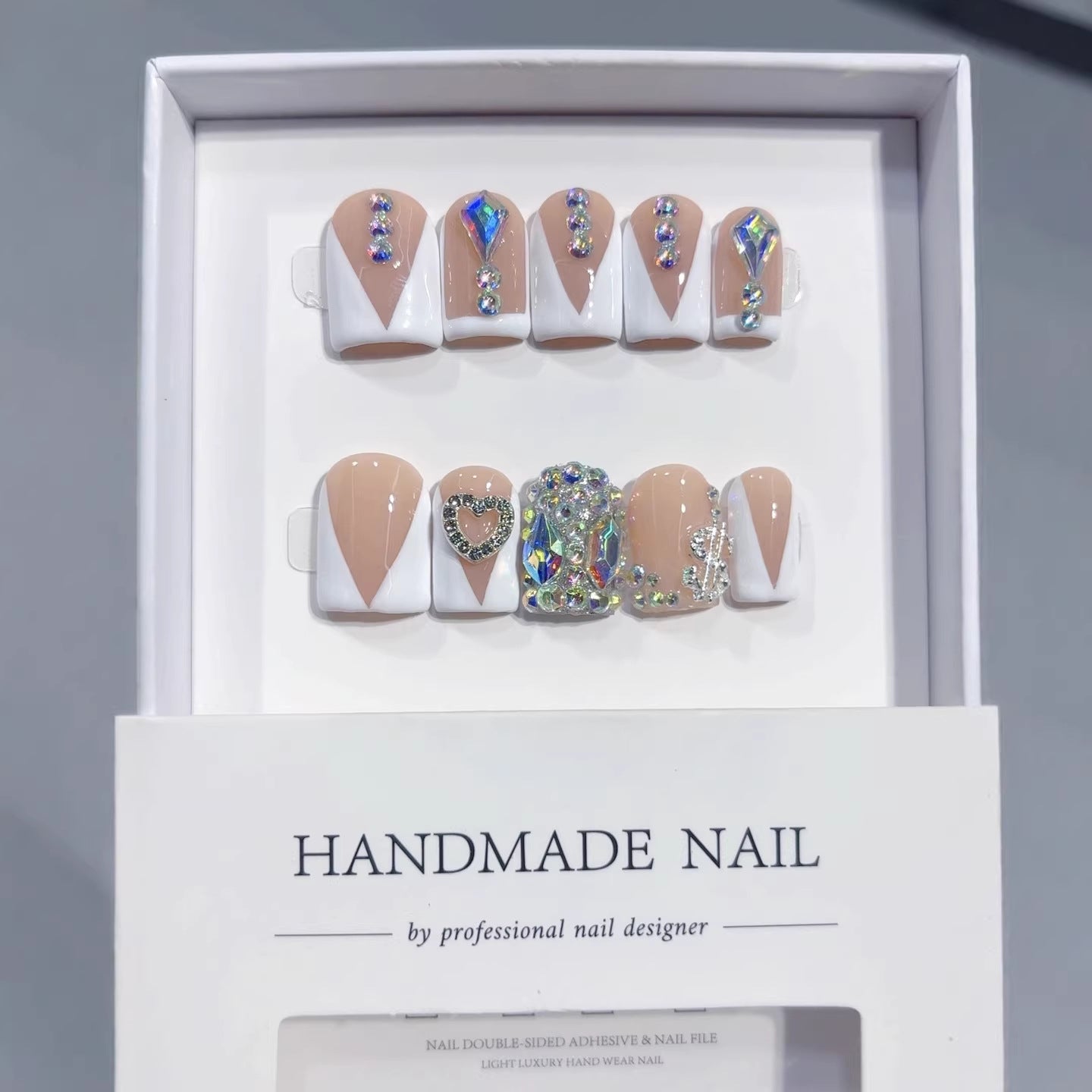 Love Diamond Sparkling（Handmade press on nails）/10Pcs Square Nails