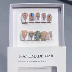 Love Diamond Sparkling（Handmade press on nails）/10Pcs Square Nails