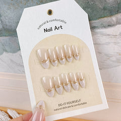 Mica French（Handmade press on nails）/10Pcs Almond Nails