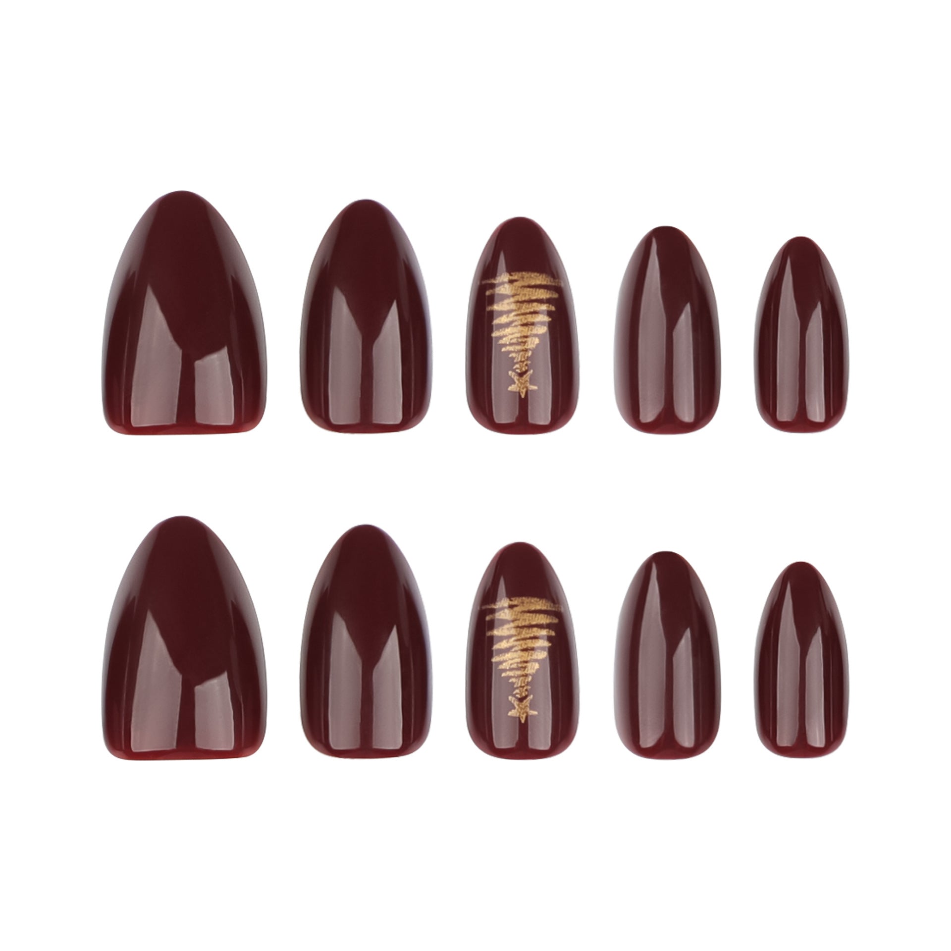 Simple Christmas Tree Red Press on Nails 24Pcs Short Almond Nails