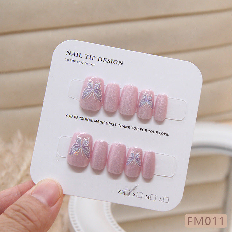 Butterfly Cat Eye Gradient（Handmade press on nails）/10Pcs Squoval Nails