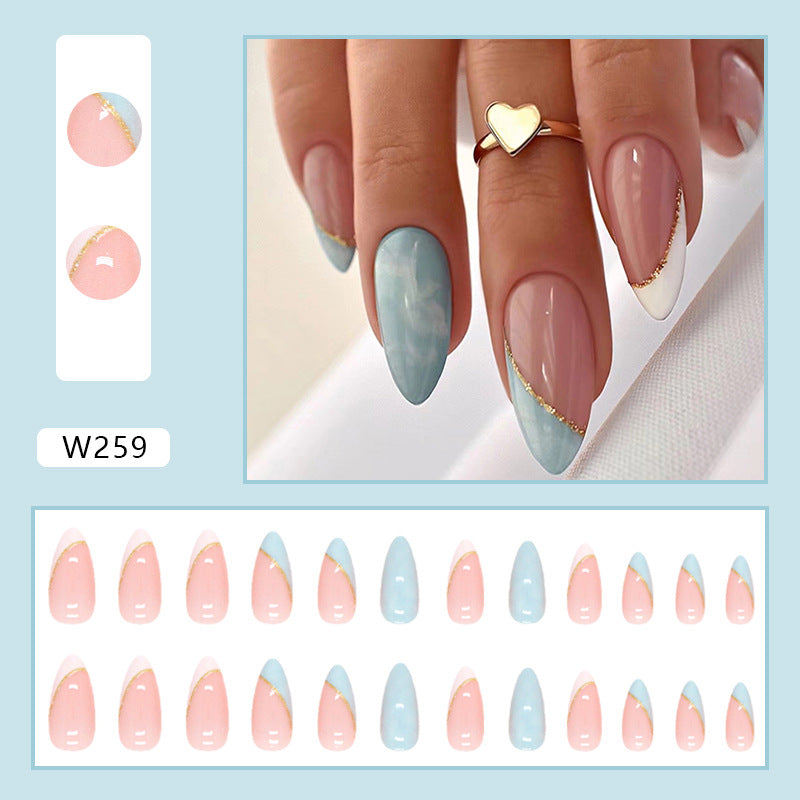 Blue Sky Handmade press on Nails / 24Pcs Almond Nails