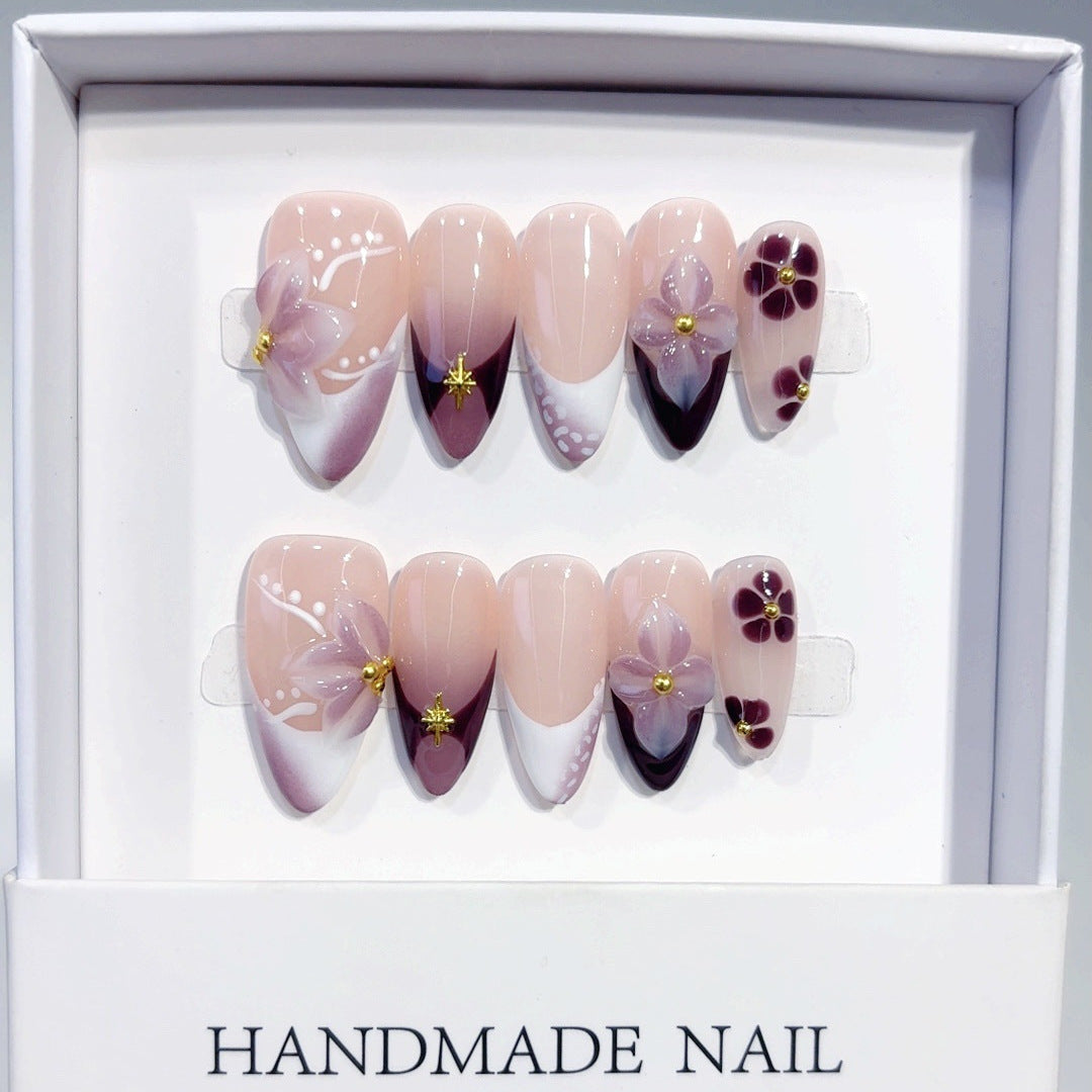 3D Carved Polka Dot（Handmade press on nails）/10Pcs Almond Nails