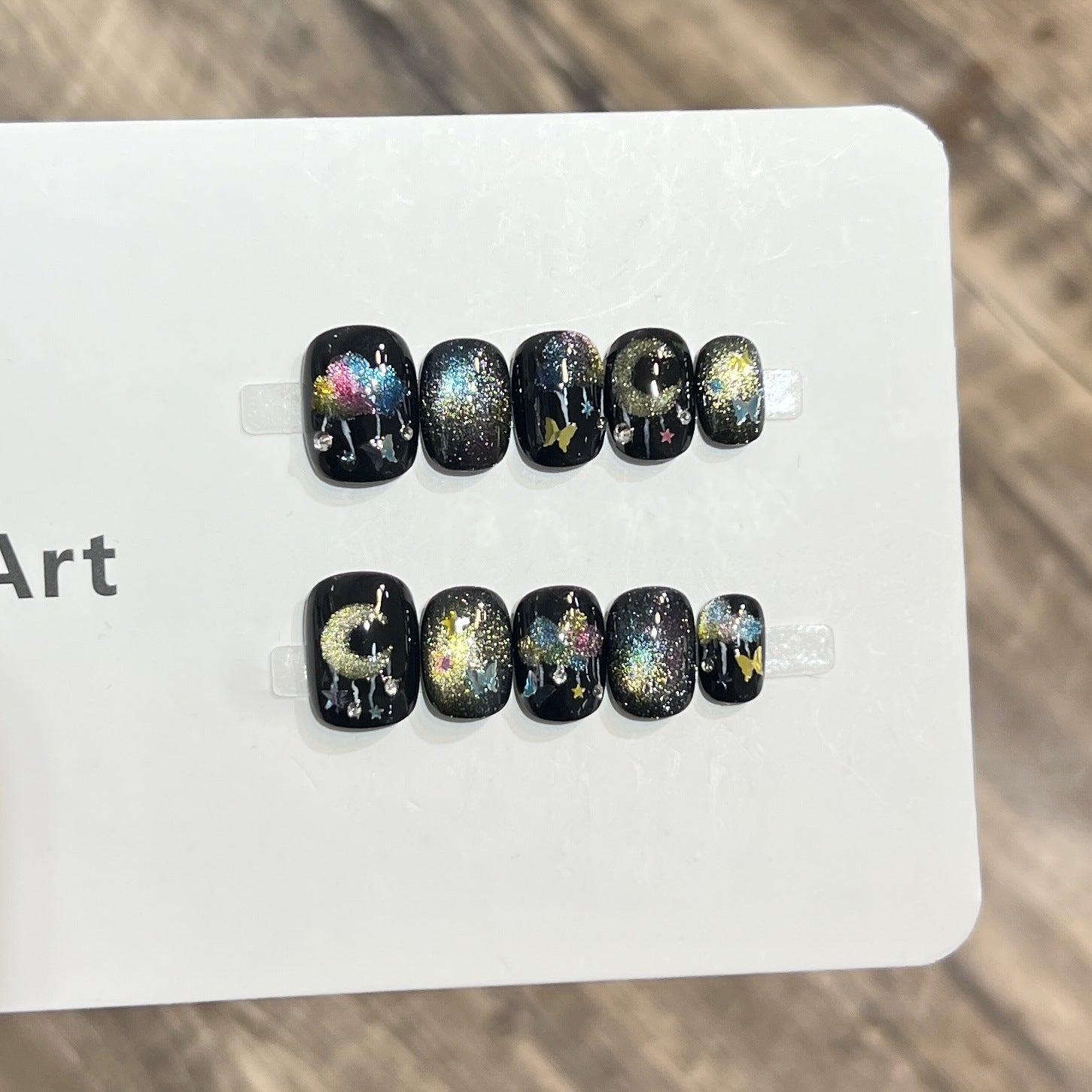 Cute Rainbow Cat Eye（Handmade press on nails）/10Pcs Squoval Nails