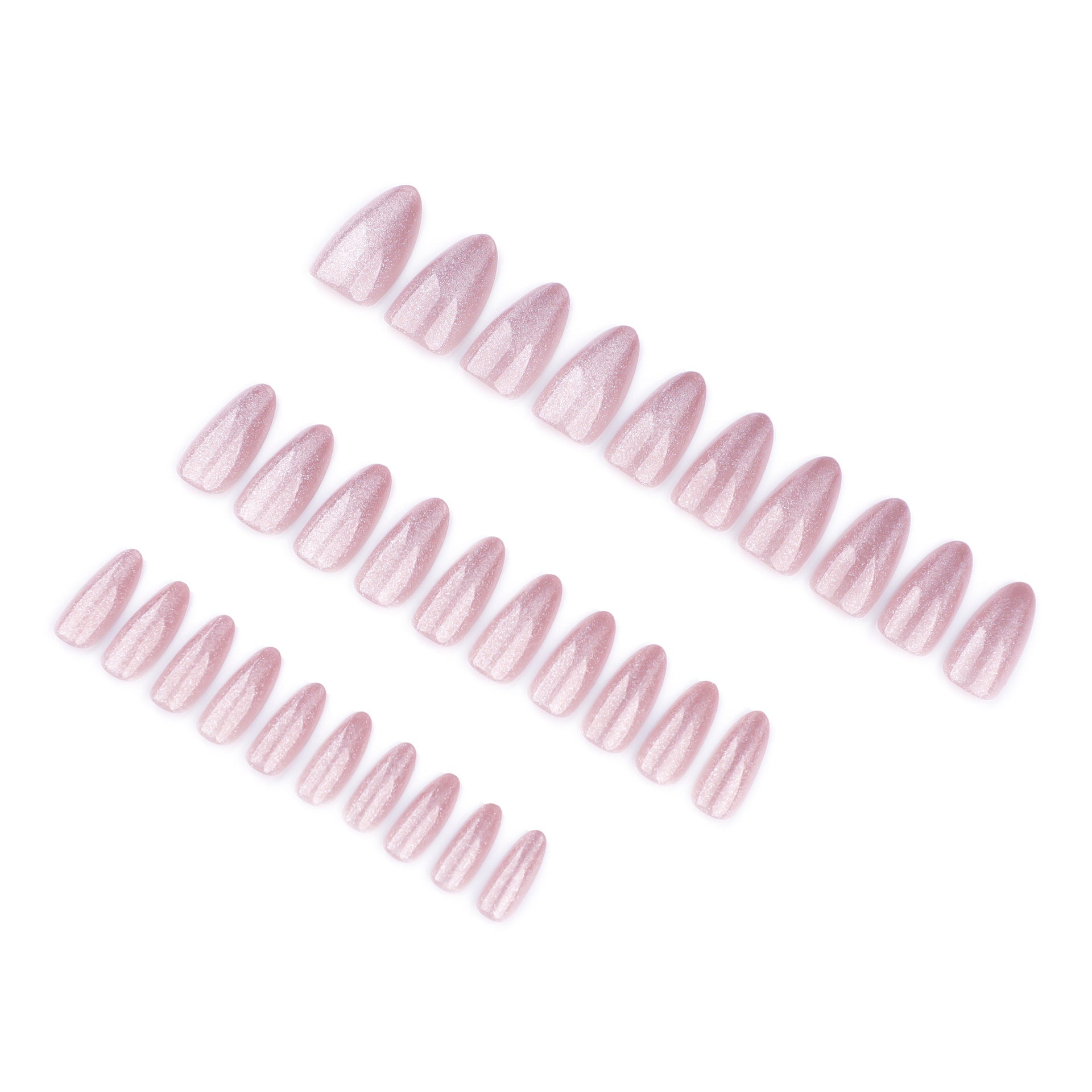 Pink Cat Eye Press on Nails 24Pcs Medium Almond Nails