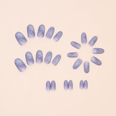 Ripple Handmade press on Nails / 24Pcs Oval Nails