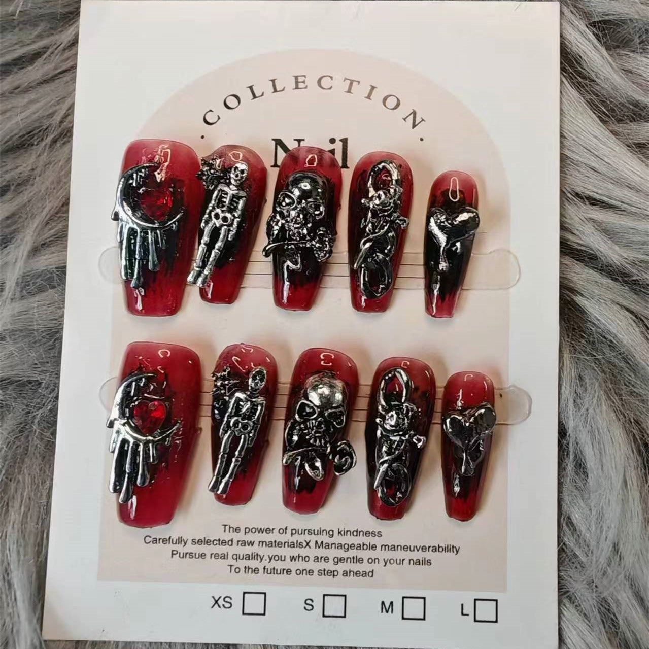 Gothic Style Skull Handmade press on nails