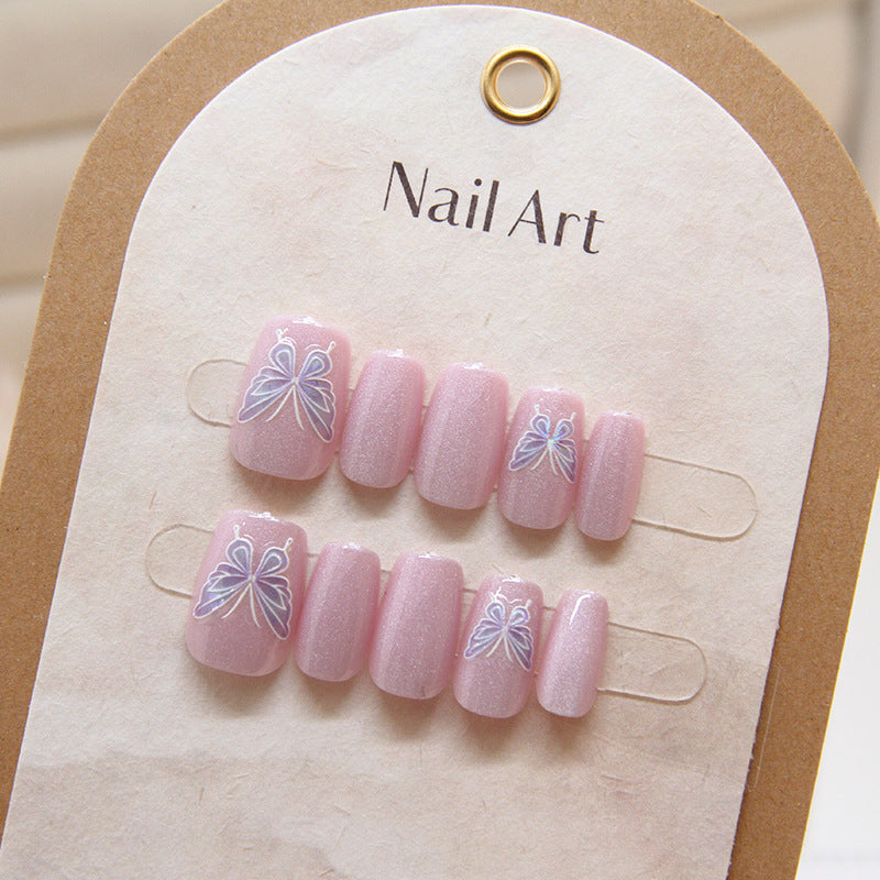 Butterfly Cat Eye Gradient（Handmade press on nails）/10Pcs Squoval Nails