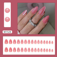 Cat Eye Rose Press on Nails 30Pcs Short Almond Nails