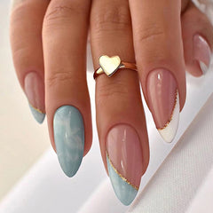 Blue Sky Handmade press on Nails / 24Pcs Almond Nails