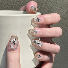 French Glitter（Handmade press on nails）/10Pcs Ballerina Nails