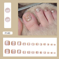 French Cat Eye（Handmade Press On Nails）/24Pcs  Short Toe Nails