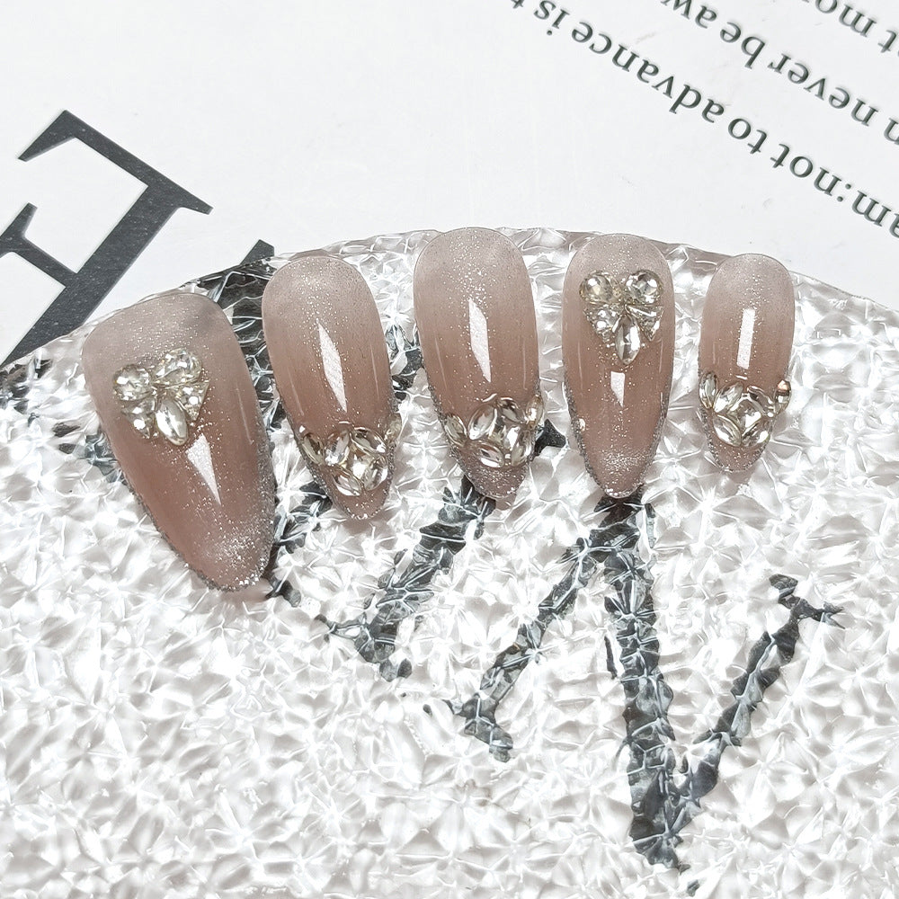 Shining Galaxy Diamond Cat Eye（Handmade press on nails）/10Pcs Stiletto Nails