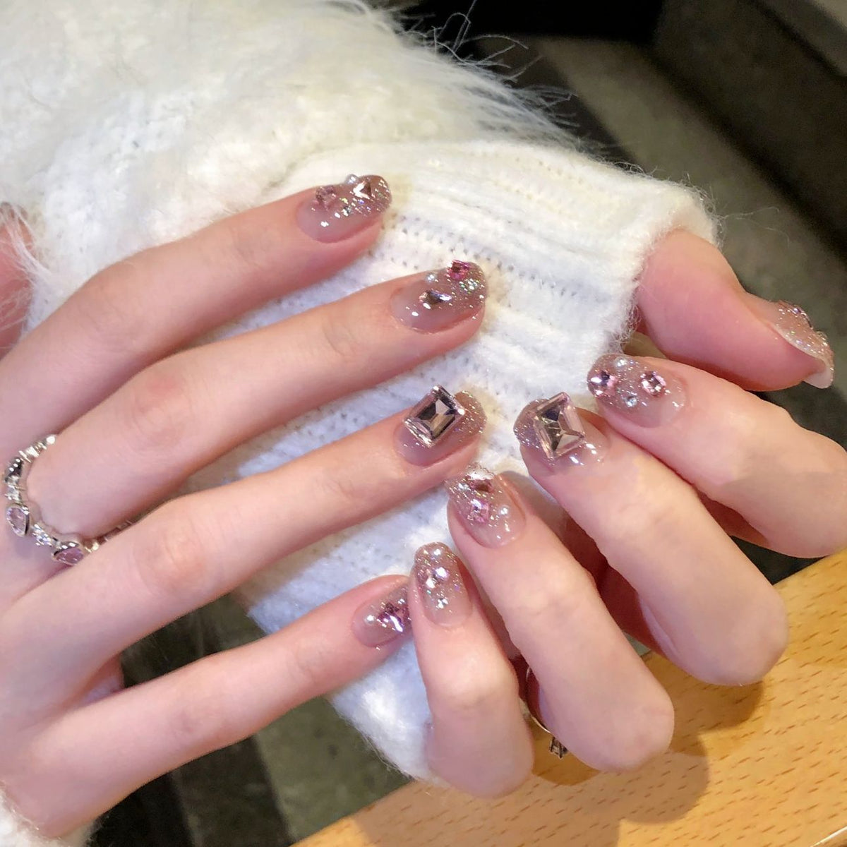 Stars Shining Handmade press on Nails / 10Pcs  Squoval Nails