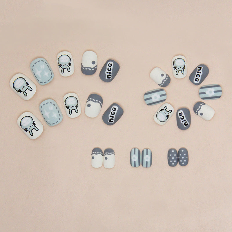 My Neighbor Totoro（Handmade Press On Nails）/24Pcs  Short Children Nails