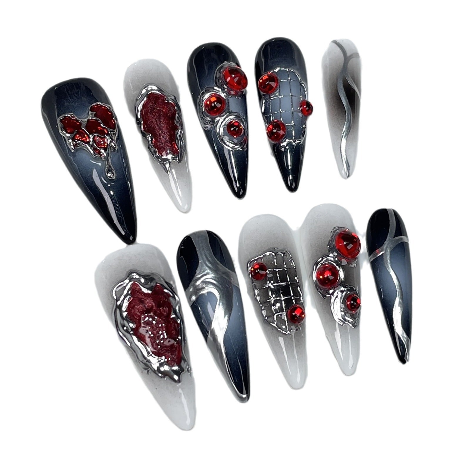 Gothic Ruby Handmade press on nails