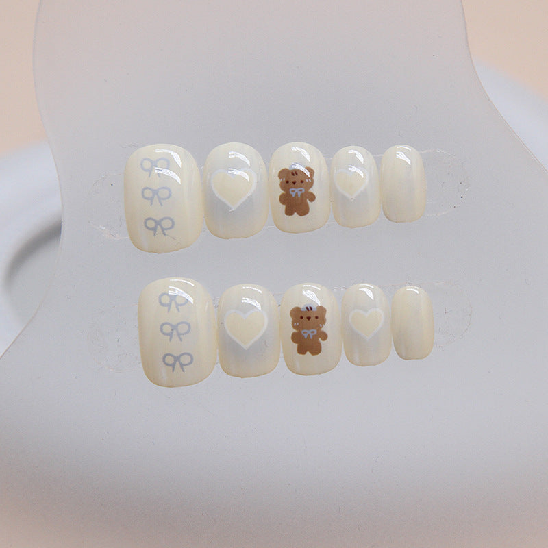 Bear（Handmade Press On Nails）/24Pcs  Short Children Nails