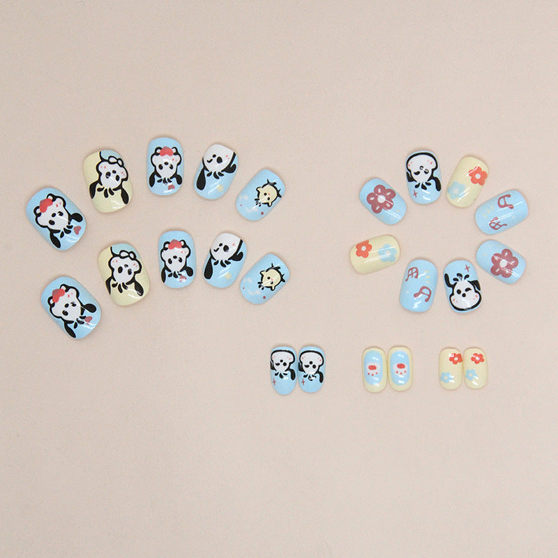 Doll Puppy（Handmade Press On Nails）/24Pcs  Short Children Nails