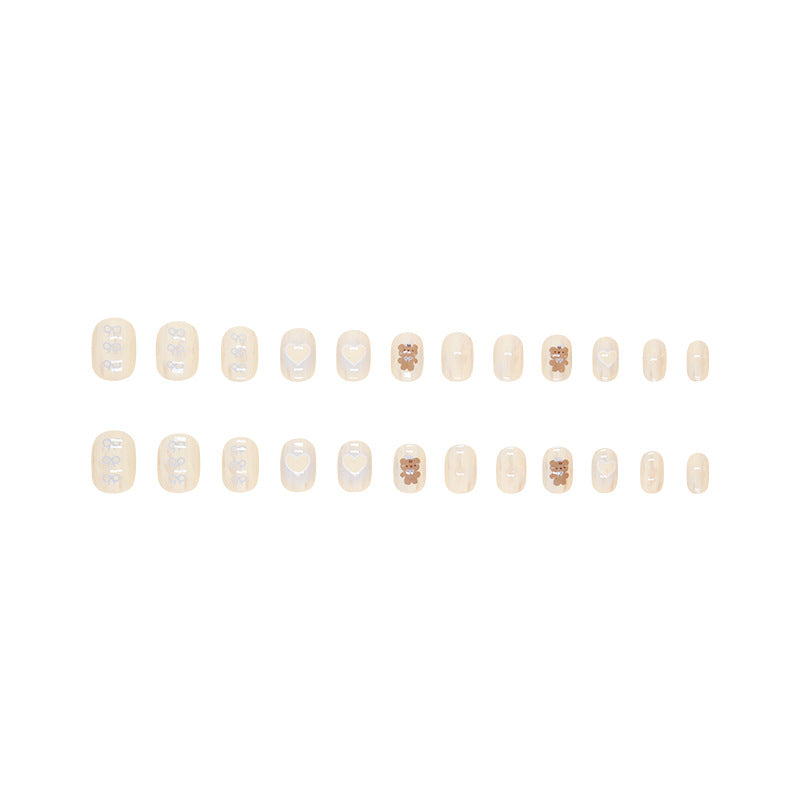 Bear（Handmade Press On Nails）/24Pcs  Short Children Nails