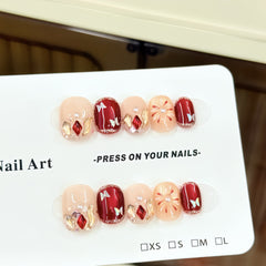 Fireworks Diamond Butterfly Cat Eye（Handmade press on nails）/10Pcs Squoval Nails