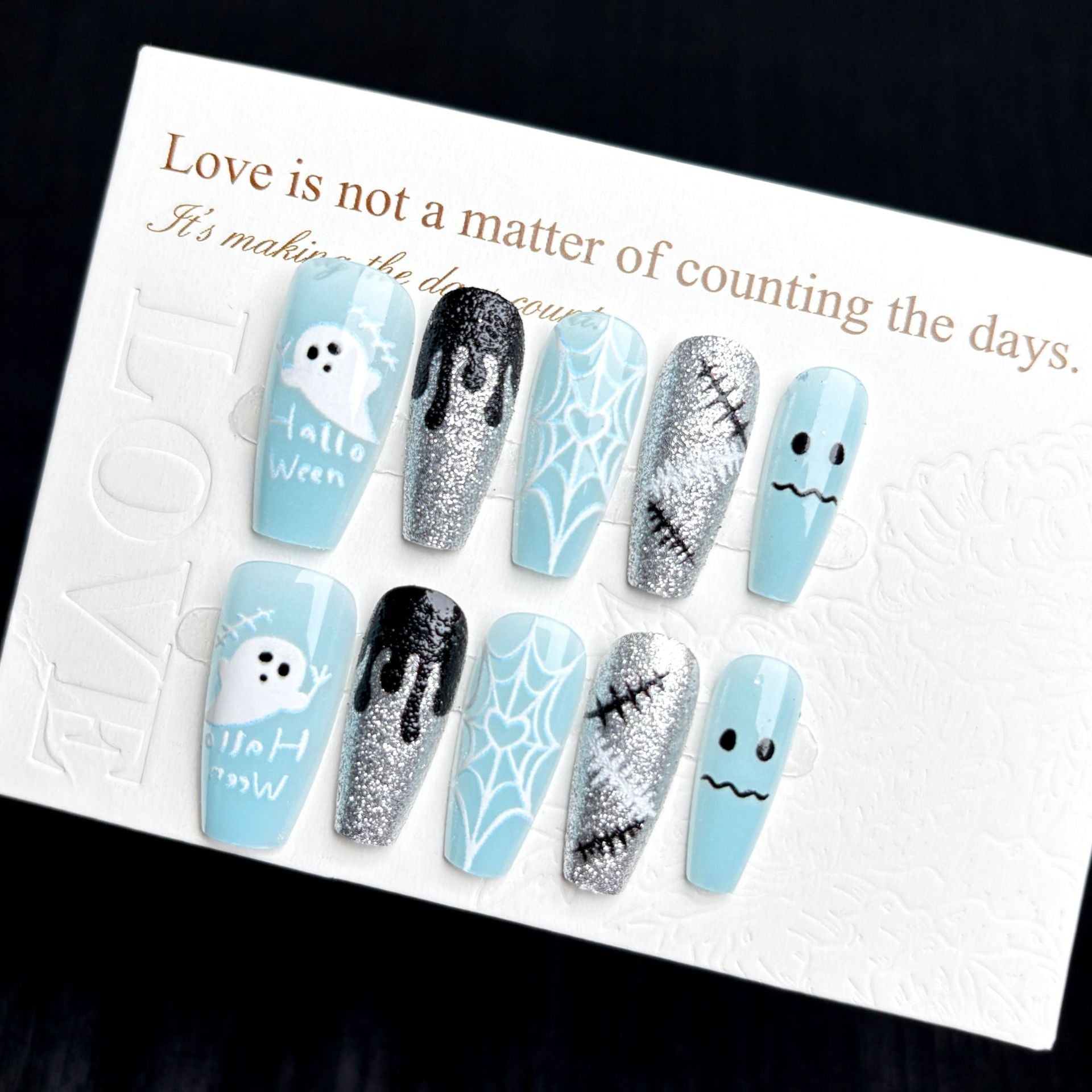 Blue Ghost（Handmade press on nails）/10Pcs Coffin Nails