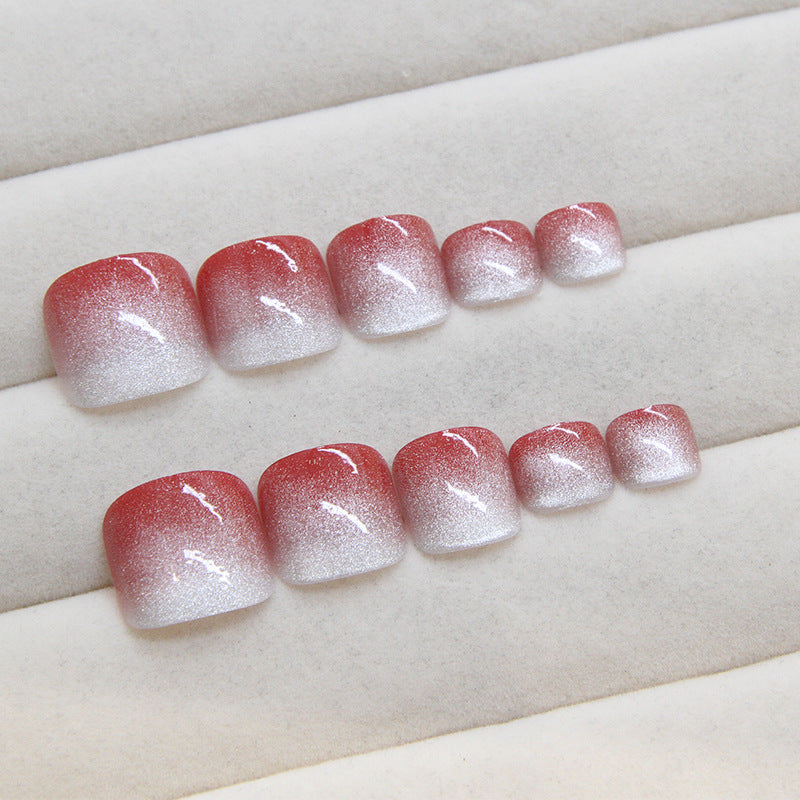 Gradient Color Cat Eye（Handmade Press On Nails）/24Pcs  Short Toe Nails