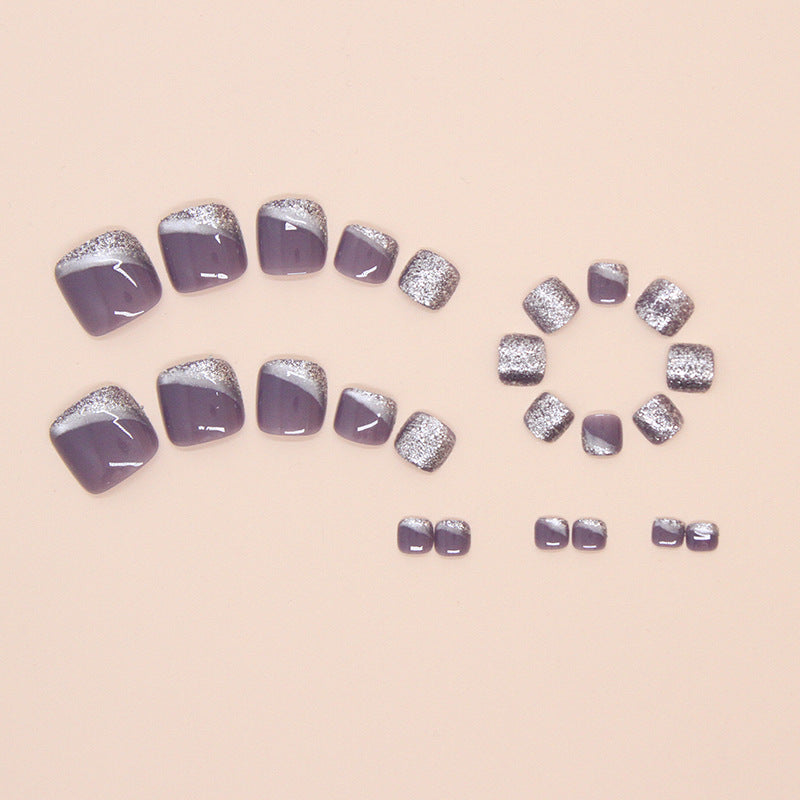 Fine Sparkle Cat Eye（Handmade Press On Nails）/24Pcs  Short Toe Nails