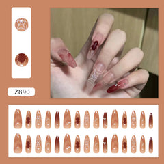 Red Spider Press on Nails 24Pcs Long Almond Nails  