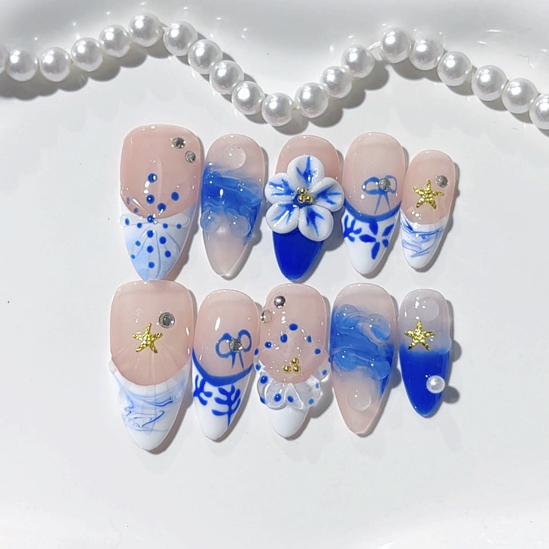 Sfumato Polka Dot Diamond（Handmade press on nails）/10Pcs Almond Nails
