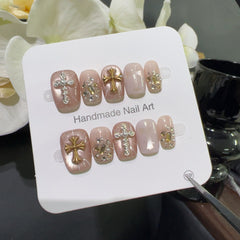 Fairy Powder Holy Light Cross（Handmade press on nails）/10Pcs Square Nails
