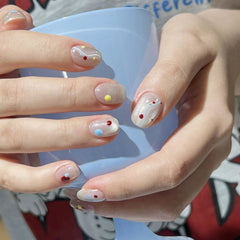 Colorful Bubbles Cat Eye（Handmade press on nails）/10Pcs Squoval Nails