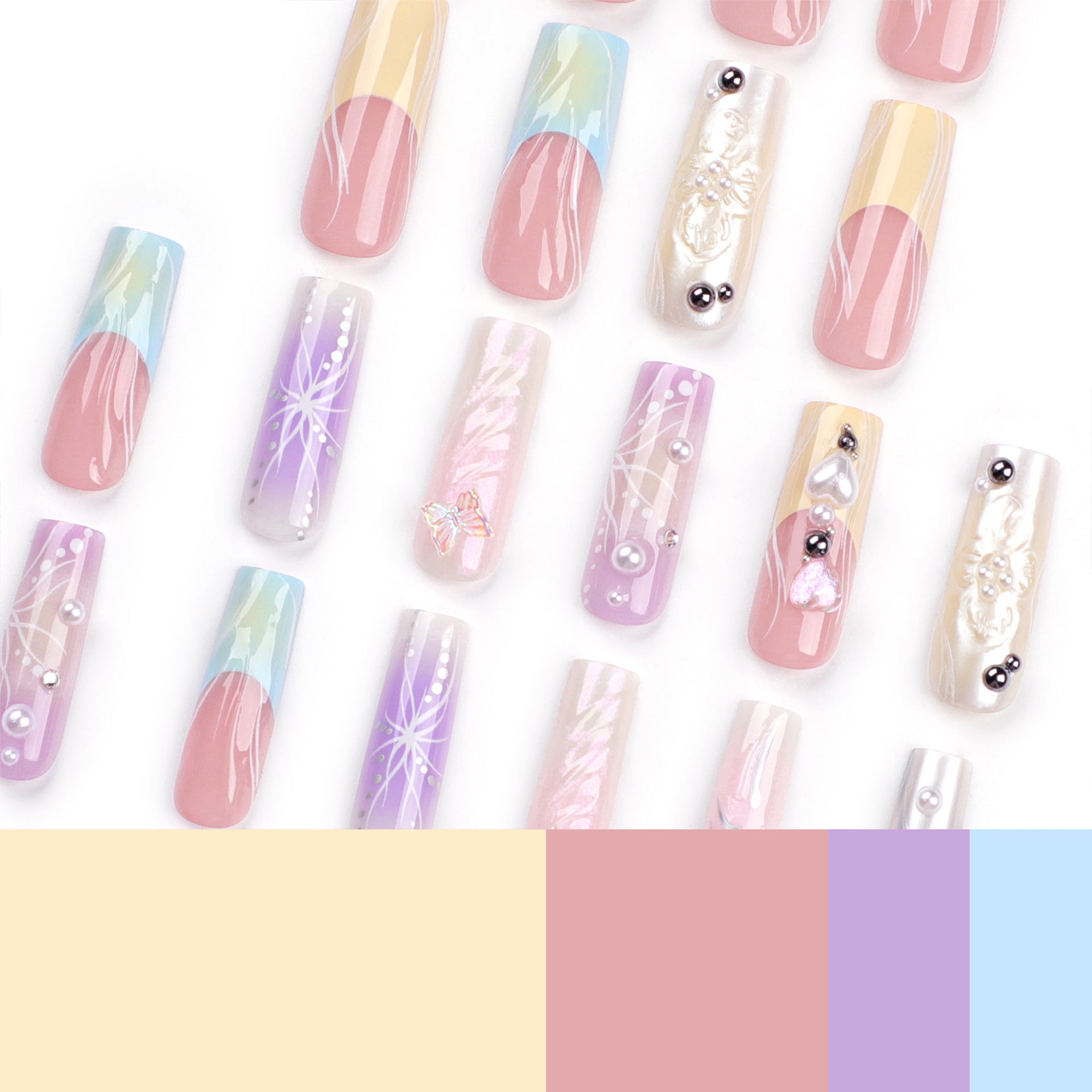 Macaron（Handmade press on nails）/24Pcs Coffin Nails