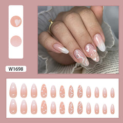 Love Lines White Press on Nails 24Pcs Medium Almond Nails