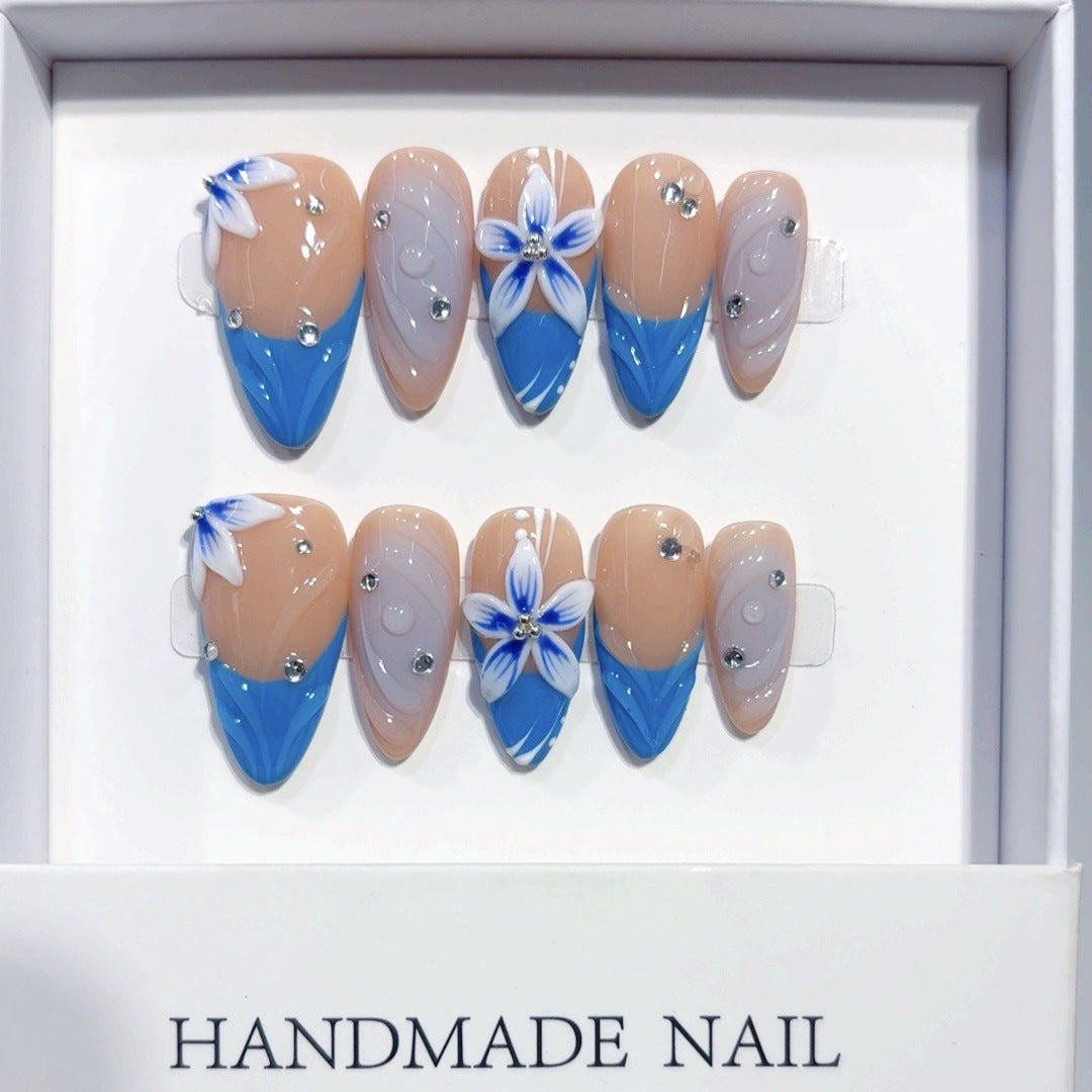 Island Summer Relief Shell（Handmade press on nails）/10Pcs Almond Nails