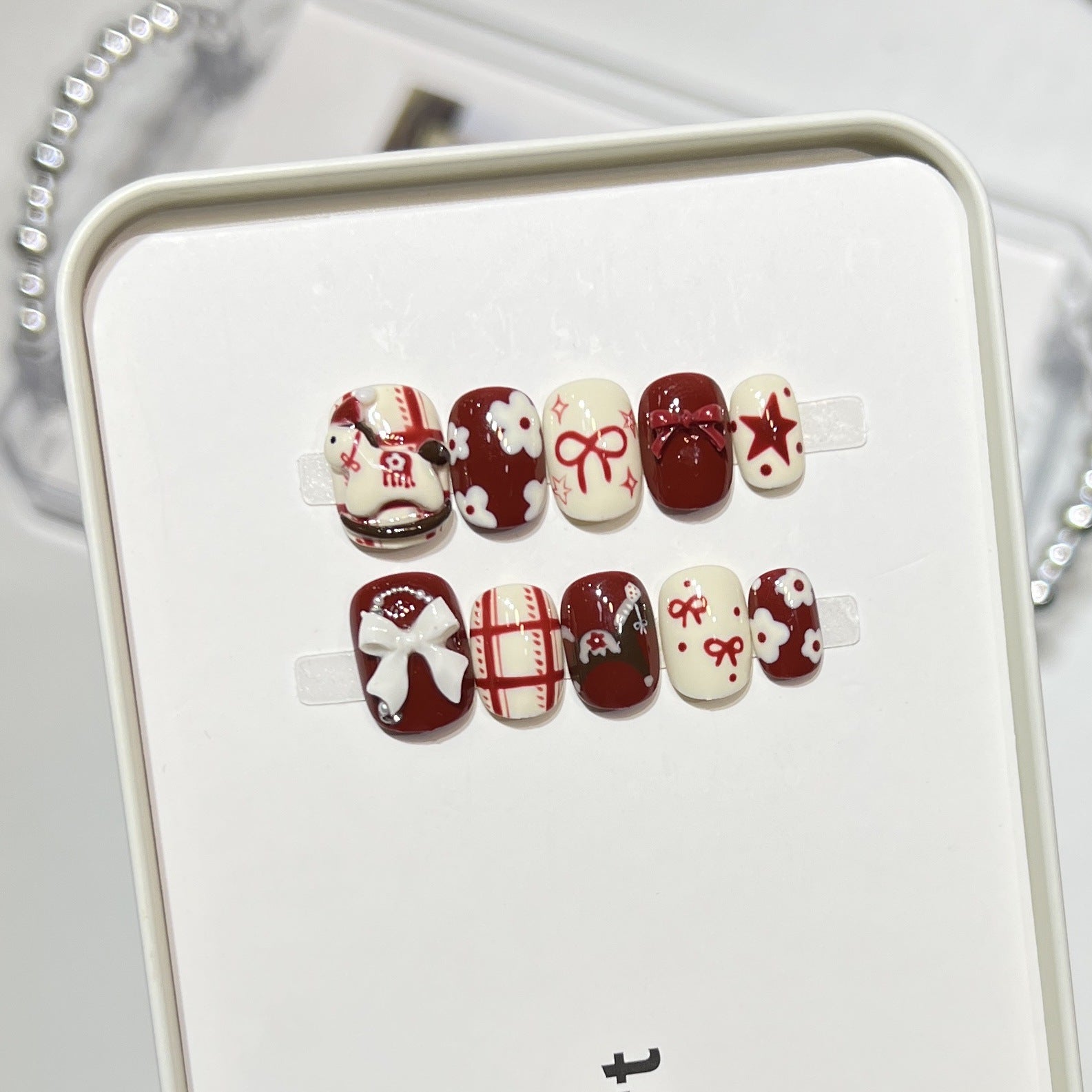 Cute ponny（Handmade press on nails）/10Pcs Square Nails