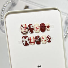Cute ponny（Handmade press on nails）/10Pcs Square Nails