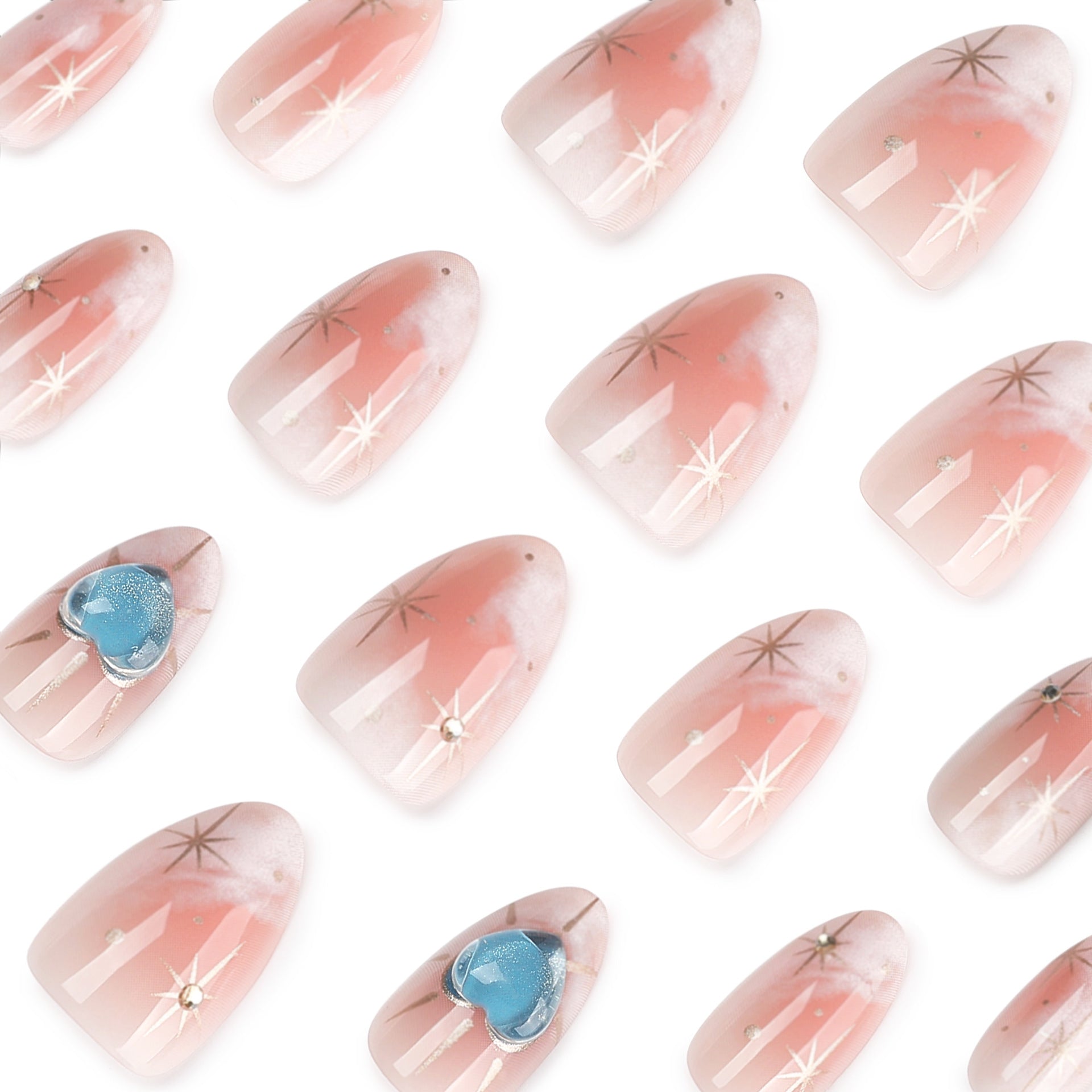 Sweet Love Smudge Presson on Nails 24Pcs Short Almond Nails