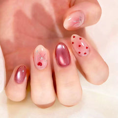 Bow Love Heart Cat Eye（Handmade press on nails）/10Pcs Almond Nails