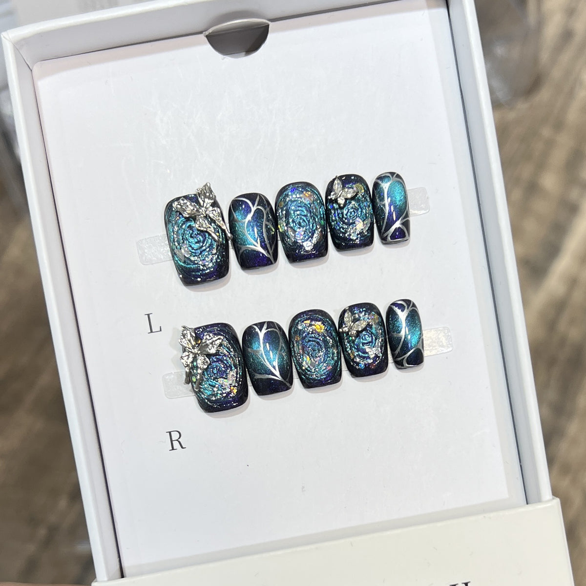 Whirlpool Galaxy Cat Eye（Handmade press on nails）/10Pcs Square Nails