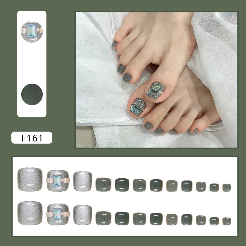 Diamond Cat Eye（Handmade Press On Nails）/24Pcs  Short Toe Nails