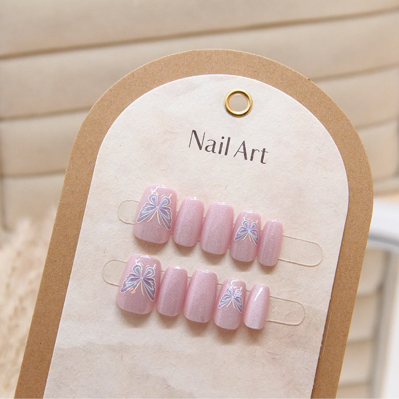 Butterfly Cat Eye Gradient（Handmade press on nails）/10Pcs Squoval Nails