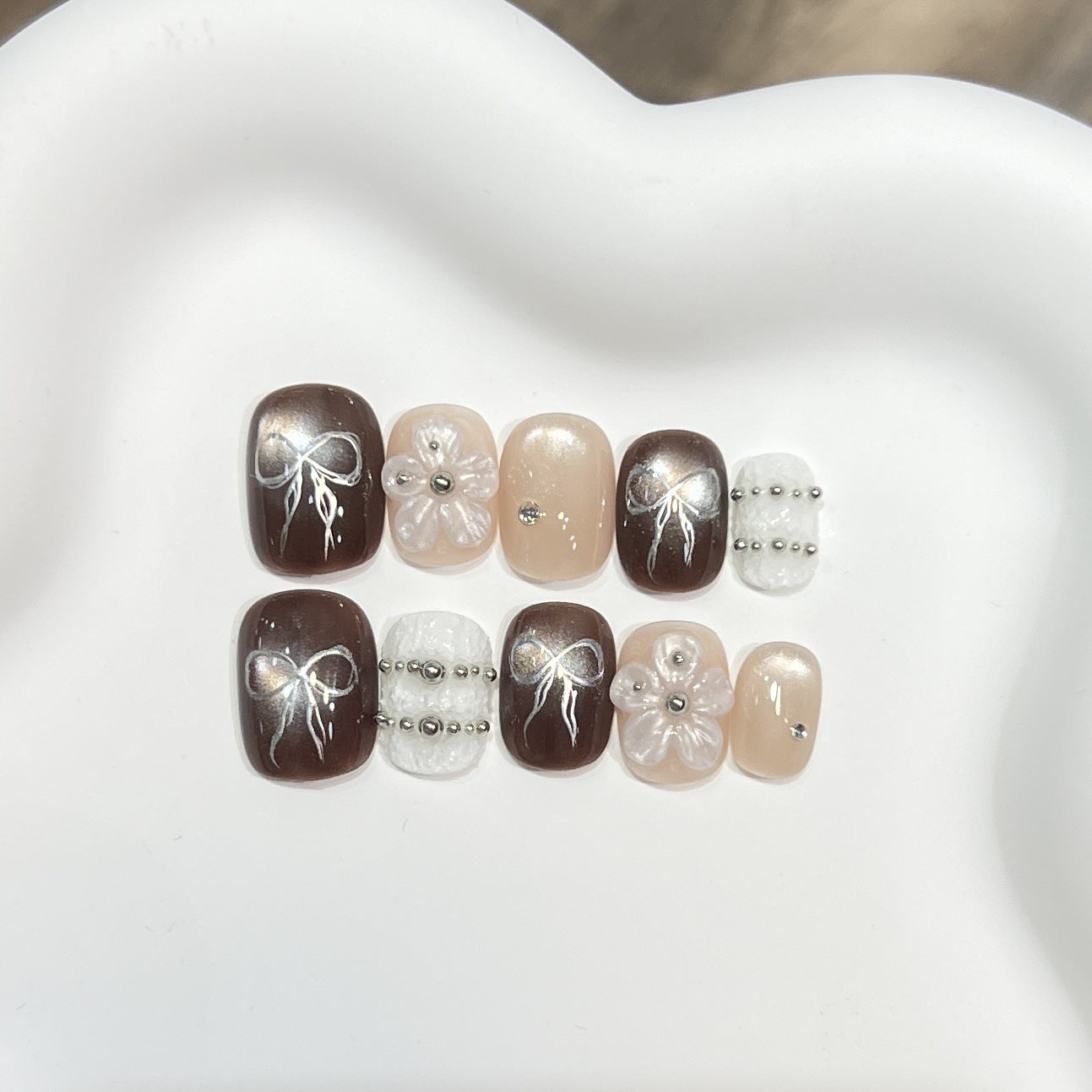 Butterfly Carved Cat Eye（Handmade press on nails）/10Pcs Square Nails